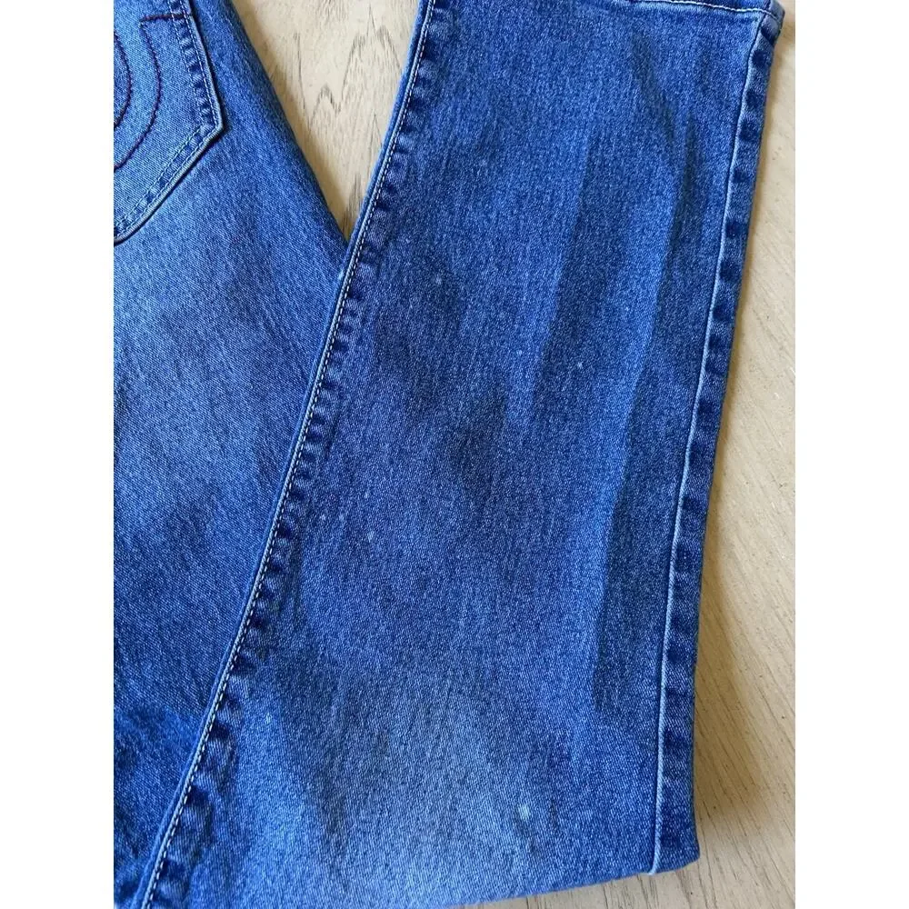 Y2K True Religion Men's Jeans 30x32 Ricky Relaxed Faded Distress BROWN Stitching